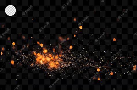 Premium PSD | A close up of a burning fire sparks on a transparent ...