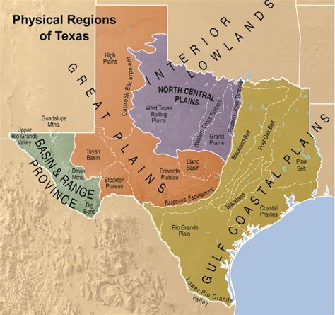 Physical Regions | Guadalupe mountains, Rio grande valley, Texas geography