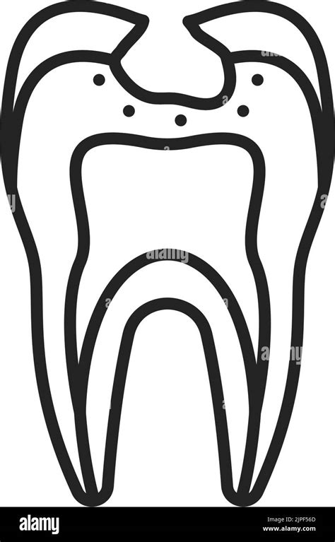 Tooth with broken enamel isolated chipped outline damaged premolar ...