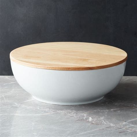 Merge Porcelain Serving Bowl with Wood Lid + Reviews | Crate and Barrel | Serving bowls with ...