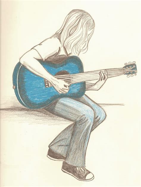 1000+ ideas about Guitar Drawing on Pinterest | Sketchbooks ... | Guitar drawing, Girl drawing ...