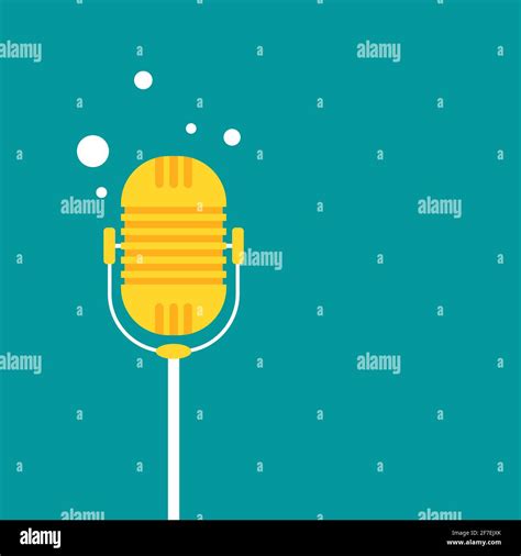 Golden microphone icon. podcast, voice chat logo. Radio, podcast, open air concept. Audio ...