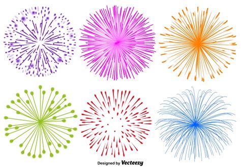 Vector Set Of Fireworks Illustrations On White Background 162712 Vector ...