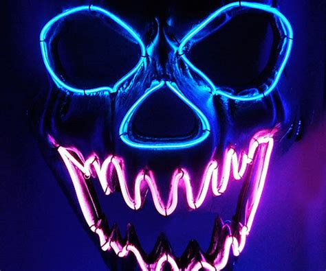 LED Neon Skull Mask