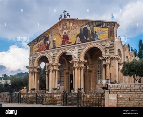 Church of All Nations in garden of Gethsemane, Jerusalem, Israel Stock ...