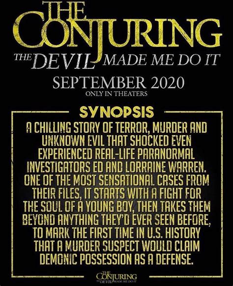 - Official synopsis for The Conjuring 3! #theconjuring #theconjuringuniverse #theconjuring3 # ...