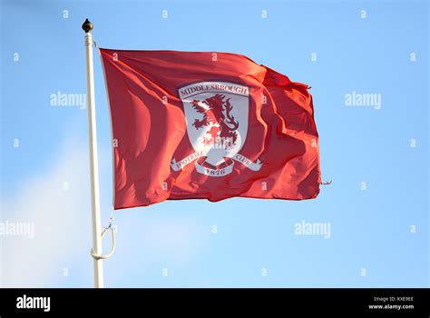 A Middlesbrough FC flag flies above the stadium Stock Photo - Alamy