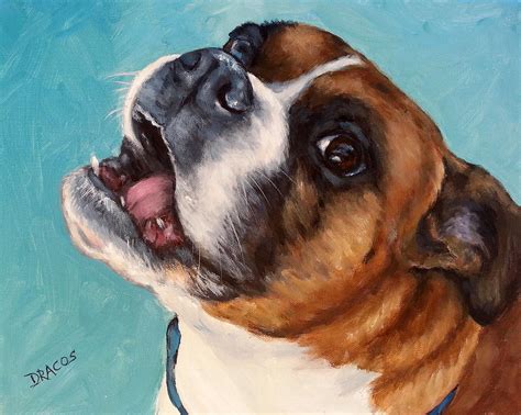 Happy Boxer Dog Painting by Dottie Dracos