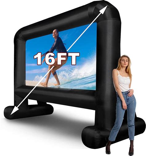 16 FT Inflatable Movie Screen Inflatable Projector Screen for Outside Blow up Projector Screen ...