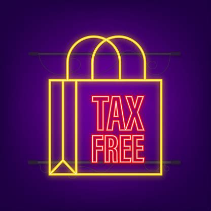 Modern Red Tax Free Sign Neon Icon Vector Stock Illustration Stok Vektör Sanatı & Kesmek‘nin ...