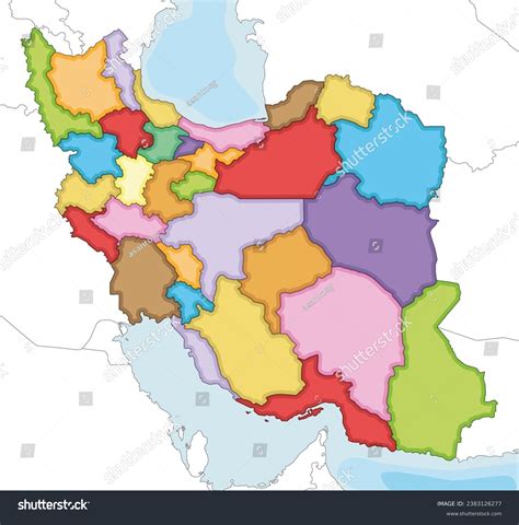 Vector Illustrated Blank Map Iran Provinces Stock Vector (Royalty Free ...