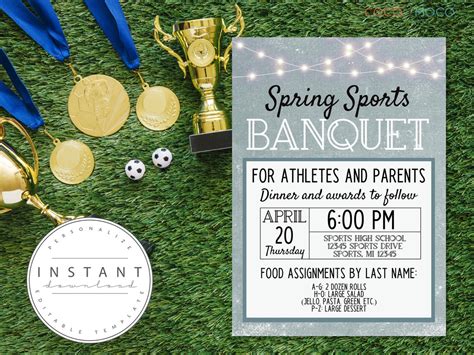 EDITABLE Sports Banquet Invitation Template Blue Senior - Etsy