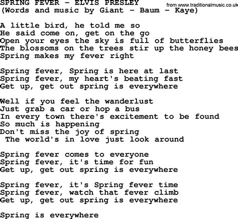 Spring Fever by Elvis Presley - lyrics