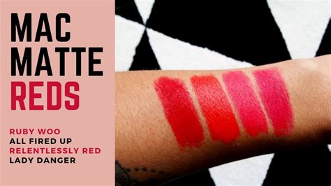 MAC Lady Danger & andere Mac Red Lipstick Swatches - YouTube