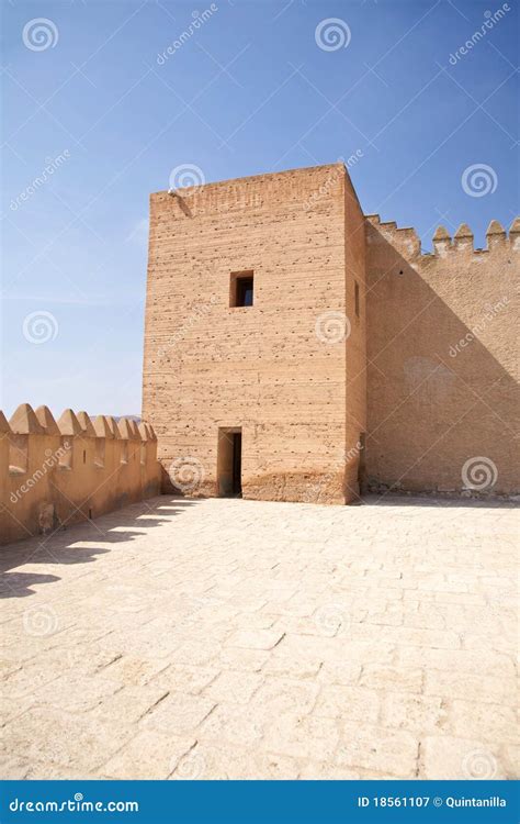 Tower at Almeria castle stock image. Image of urban, wall - 18561107