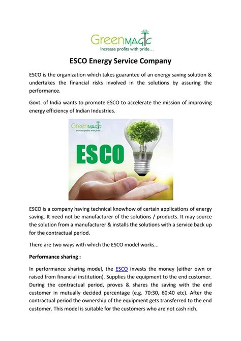 ESCO Energy Service Company by Green Magic - Issuu