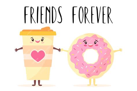 Premium Vector | Cartoon illustration of cute kawaii smiling characters coffee cup and dessert ...