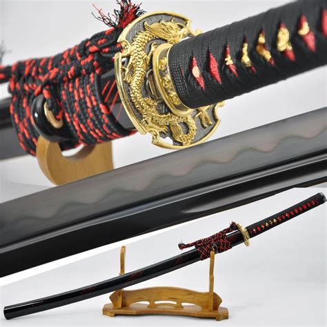 Aliexpress.com : Buy FULL BLACK CLAY TEMPERED JAPANESE SAMURAI SWORD KATANA FULL TANG DAMASCUS ...