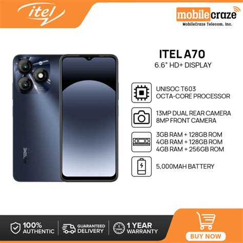 Itel A70 Smartphone | 3GB+128GB/4GB+128GB/4GB+256GB | Octa-Core ...