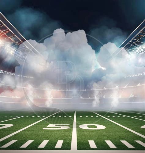 Football Field Background With Smoke and Lights, Football Backdrop ...