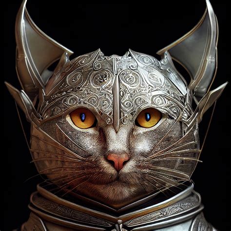 Kit the Fierce Silver Cat Warrior Digital Art by Peggy Collins - Pixels