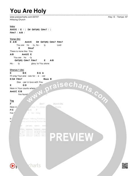 You Are Holy Chords PDF (Hillsong Worship) - PraiseCharts