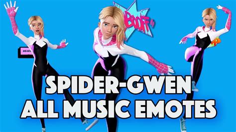 Spider-Gwen Dances All Music Emotes - FORTNITE - Spider-Verse - YouTube