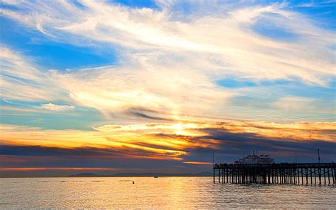 Balboa Pier Sunset Landscape HDR Photograph by Chris Brannen