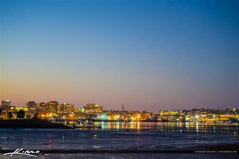 Portland Maine City Skyline Night Lights | HDR Photography by Captain Kimo