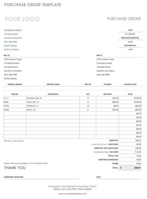 Free Purchase Order Templates | Smartsheet