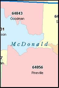 MCDONALD County, Missouri Digital ZIP Code Map