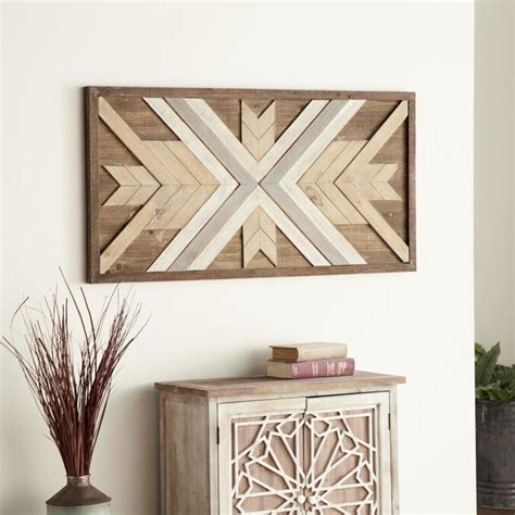 Grayson Lane Rectangular Chevron Pattern Wood Wall Art 48 x 24 in the Wall Art department at ...