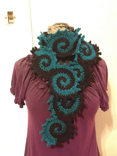 http://img0.etsystatic.com Crochet Swirl tidal wave scarf | Crochet, Clothes crafts, Form crochet