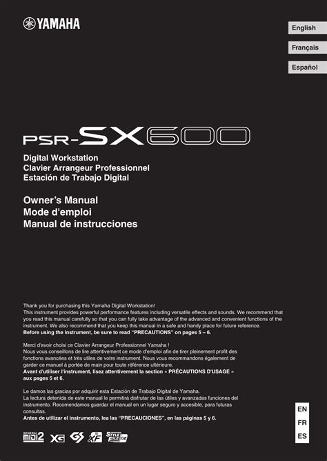 Yamaha PSR-SX600 Owner's Manual | Manualzz