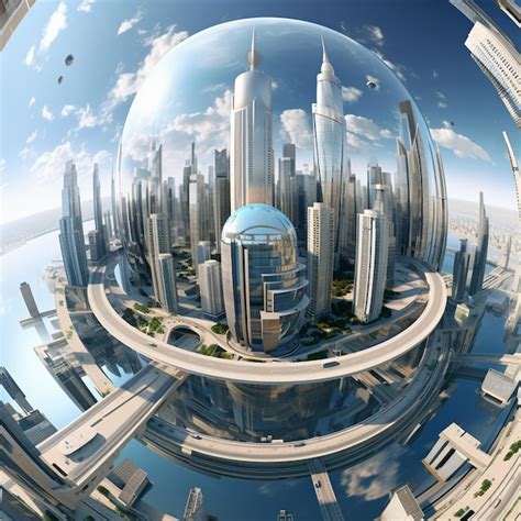 Premium AI Image | Stunning Google Earth Image of a Futuristic City with Skyscrapers