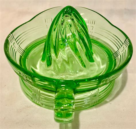 Vintage Green Depression Glass Juicer