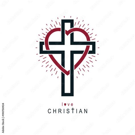 Love of God vector creative symbol design combined with Christian Cross and heart, vector logo ...