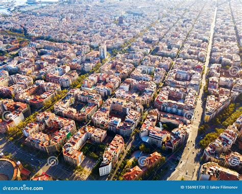 Aerial View of Eixample District, Barcelona Stock Photo - Image of ...