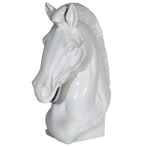 Mid Century White Ceramic Horse Head Sculpture at 1stDibs | white horse ...