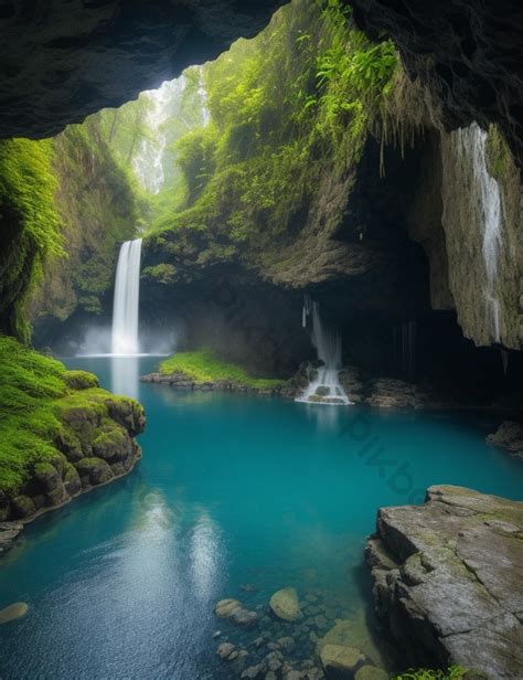 Discovering A Hidden Cave And Its Waterfall Photo | JPG Free Download ...