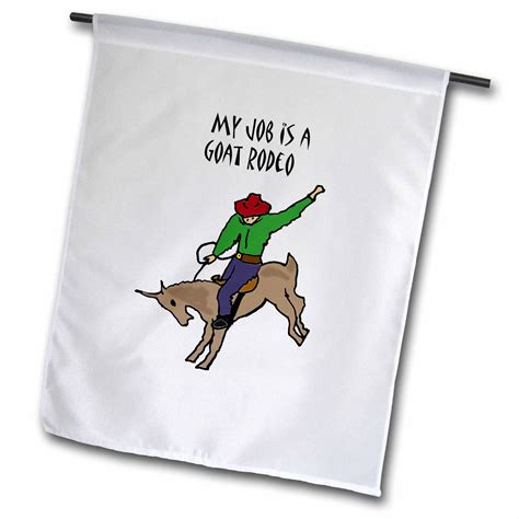 3dRose Funny Goat Rodeo with Cowboy on Goat Job Humor Cartoon - Garden Flag, 12 by 18-inch ...