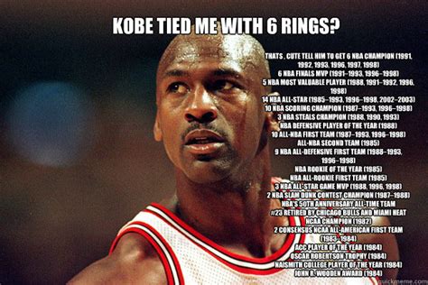 Kobe tied me with 6 rings? Thats , cute tell him to get 6× NBA champion ...