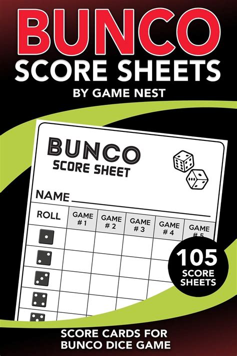 Buy Bunco Score Sheets: 105 Score Keeping Pads - Bunco Dice Game Kit ...