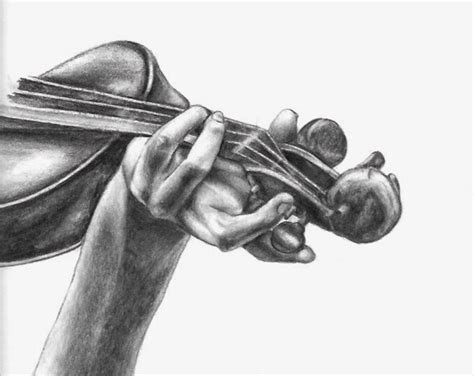 Original Violin Pencil Drawing, Graphite Pencil Violin Sketch, Hand Playing Violin, Original Art ...