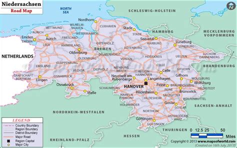 Niedersachsen Road Map | Road Map of Niedersachsen