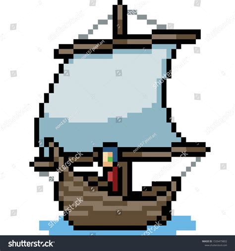 Vector Pixel Art Boat Isolated Cartoon Stock Vector (Royalty Free) 1559479802