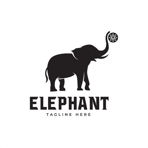 Elephant logo style design inspiration silhouette trunk up throwing a ball 5903337 Vector Art at ...