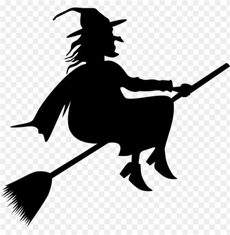 broom riding witch silhouette - flying witch clipart PNG image with ...