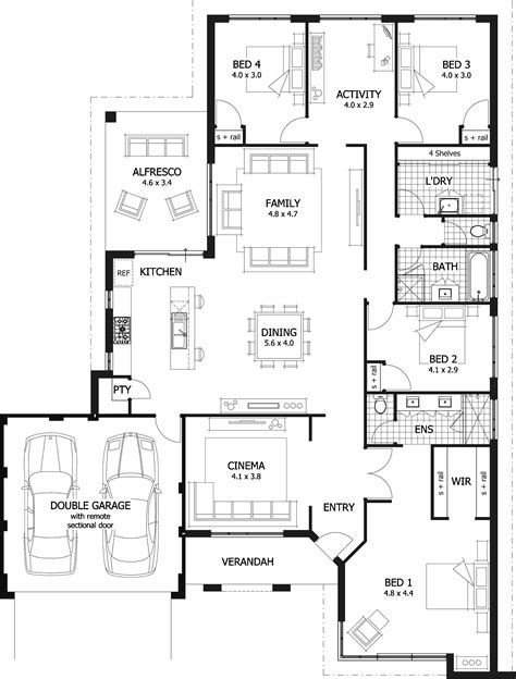 4 Bedroom Modern House Plans