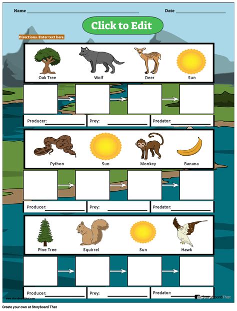 Food Worksheet with Forest Design Storyboard by templates